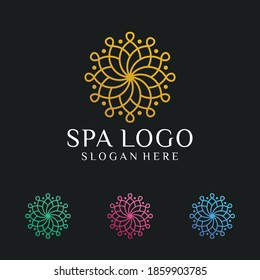 Inspirational Feminine Line Leaf Flower Logo and Pattern set