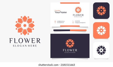 Inspirational Feminine Line Leaf Flower Logo set