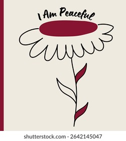 I Am Peaceful– Inspirational Floral Doodle Art with Positive Affirmation. Ideal for use in both digital and physical wellness products. 