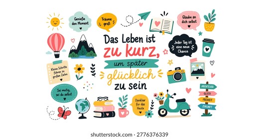 inspirational german language quote collection minimal lettering style