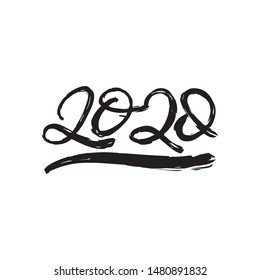 Inspirational handwritten brush lettering 2020. Vector calligraphy illustration isolated on white background. Typography for banners, badges, postcard, t-shirt, prints, posters.