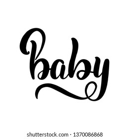 Inspirational handwritten brush lettering baby. Vector illustration isolated on white background.