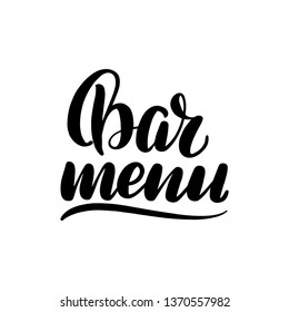Inspirational handwritten brush lettering bar menu. Vector illustration isolated on white background.