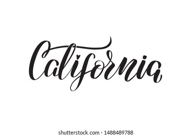 Inspirational handwritten brush lettering Califorinia. Vector calligraphy illustration isolated on white background.  