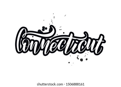 Inspirational handwritten brush lettering Connecticut. Vector calligraphy illustration isolated on white background. Typography for banners, badges, postcard, t-shirt, prints, posters.
