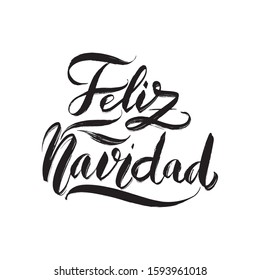 Inspirational handwritten brush lettering Feliz Navidad - Merry Christmas in Spanish. Vector calligraphy illustration isolated on white background. Typography for banners, badges, postcard.