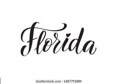 Inspirational handwritten brush lettering Florida. Vector calligraphy illustration isolated on white background. Typography for banners, badges, postcard, t-shirt, prints, posters.