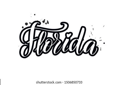 Inspirational handwritten brush lettering Florida. Vector calligraphy illustration isolated on white background. Typography for banners, badges, postcard, t-shirt, prints, posters.