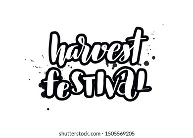 Inspirational handwritten brush lettering harvest festival. calligraphy illustration isolated on white background. Typography for banners, badges, postcard, t-shirt, prints, posters