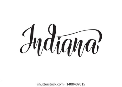 Inspirational handwritten brush lettering Indiana. Vector calligraphy illustration isolated on white background.  