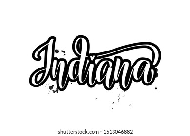 Inspirational handwritten brush lettering Indiana. Vector calligraphy illustration isolated on white background. Typography for banners, badges, postcard, t-shirt, prints, posters.