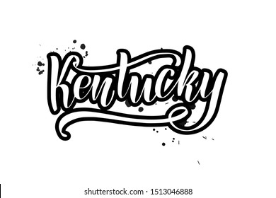 Inspirational handwritten brush lettering Kentucky. Vector calligraphy illustration isolated on white background. Typography for banners, badges, postcard, t-shirt, prints, posters.