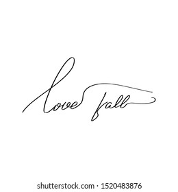 Inspirational handwritten brush lettering love fall. Vector calligraphy illustration isolated on white background. Typography for banners, badges, postcard, t-shirt, prints, posters.