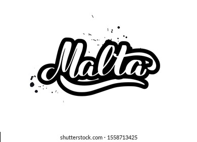 Inspirational handwritten brush lettering Malta. Vector calligraphy illustration isolated on white background. Typography for banners, badges, postcard, t-shirt, prints, posters.