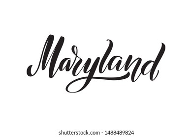 Inspirational handwritten brush lettering Maryland. Vector calligraphy illustration isolated on white background.  