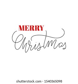 Inspirational handwritten brush lettering Merry Christmas. Vector calligraphy illustration isolated on white background. Typography for banners, badges, postcard, t-shirt, prints, posters.