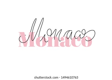 Inspirational handwritten brush lettering Monaco. Vector calligraphy illustration isolated on white background. Typography for banners, badges, postcard, t-shirt, prints, posters.