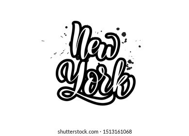 Inspirational handwritten brush lettering New York. Vector calligraphy illustration isolated on white background. Typography for banners, badges, postcard, t-shirt, prints, posters.