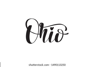 Inspirational handwritten brush lettering Ohio. Vector calligraphy illustration isolated on white background. Typography for banners, badges, postcard, t-shirt, prints, posters.