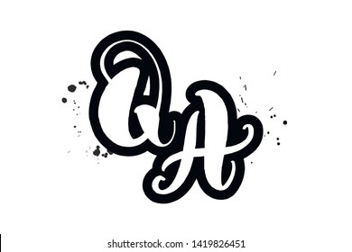 Inspirational handwritten brush lettering QA. Vector calligraphy illustration isolated on white background. Typography for banners, badges, postcard, t-shirt, prints, posters.