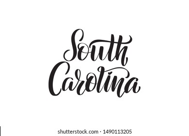 Inspirational handwritten brush lettering South Carolina. Vector calligraphy illustration isolated on white background. Typography for banners, badges, postcard, t-shirt, prints, posters.