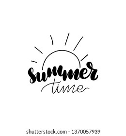 Inspirational handwritten brush lettering summer time. Vector illustration isolated on white background.