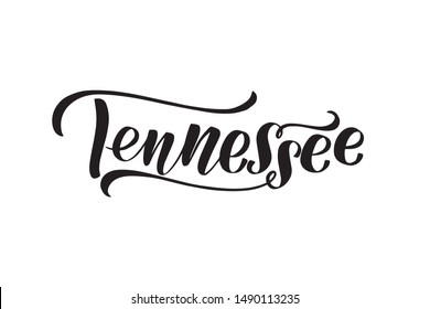 Inspirational handwritten brush lettering Tennessee. Vector calligraphy illustration isolated on white background. Typography for banners, badges, postcard, t-shirt, prints, posters.