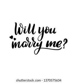 Inspirational handwritten brush lettering will you marry me? Vector illustration isolated on white background.