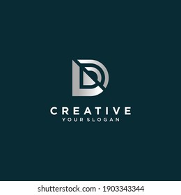 Inspirador diseño de logotipo de letra d monograma con moderno concepto color plata Vector Premium. parte 3