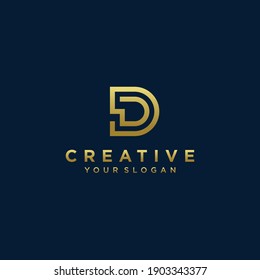 Inspirador diseño de logotipo de letra d monograma con moderno concepto color oro Vector Premium. parte 7