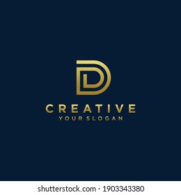 Inspirador diseño de logotipo de letra d monograma con moderno concepto color oro Vector Premium. parte 6