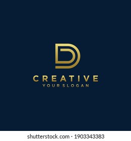 Inspirador diseño de logotipo de letra d monograma con moderno concepto color oro Vector Premium. parte 8