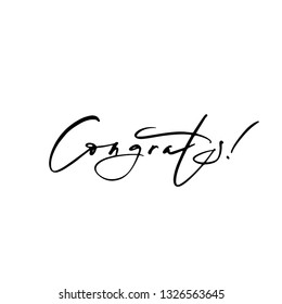 Inspirational lettering Congratulations. Hand drawn modern brush calligraphy. Vector lettering art. Ink illustration. Lettering element for graphc design. Isolated on white background.