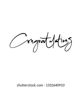 Inspirational lettering Congratulations. Hand drawn modern brush calligraphy. Vector lettering art. Ink illustration. Lettering element for graphc design. Isolated on white background.