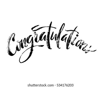 Inspirational lettering Congratulations. Hand drawn modern brush calligraphy. Vector lettering art. Ink illustration. Lettering element for graphic design. Isolated on white background.