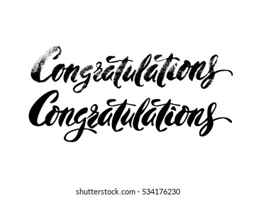 Inspirational lettering Congratulations. Hand drawn modern brush calligraphy. Vector lettering art. Ink illustration. Lettering element for graphic design. Isolated on white background.