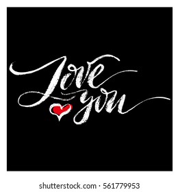 Inspirational lettering Love You with halftone effect. Isolated on white background.