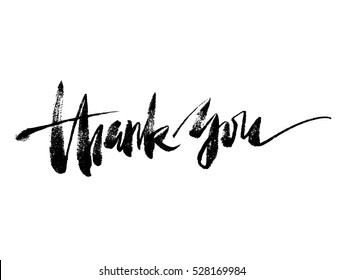 Inspirational lettering Thank You. Hand drawn modern brush calligraphy. Vector lettering art. Ink illustration. Lettering element for graphc design. Isolated on white background.
