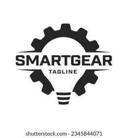 Inspirational Light Bulb with Gears Creative Industrial Engineer Logo design