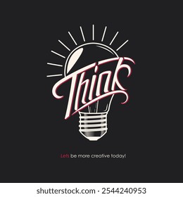 Inspirational lightbulb design with 'Think'  typography creative message