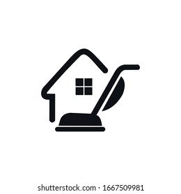 Inspirational logo: cleaning tools combined with home. This logo is suitable for household furniture, cleaning, etc.