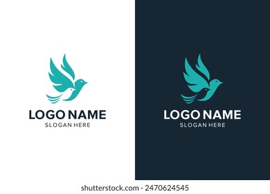 Inspirational Logo Design for Birds in Flight, Paired and Simultaneous. Vector of Birds Flying Together.