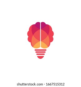 Logo inspirador: un elegante cerebro y bombilla. Este logotipo es adecuado para empresas, tecnología, etc.