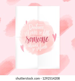 Inspirational long distance relationship text in vector
