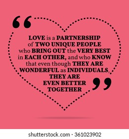 Inspirational love marriage quote. Simple design. Black text over pink background. Vector illustration