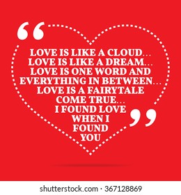 Inspirational love quote. Simple design. White text over red background. Vector illustration