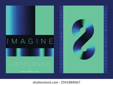 Carteles inspiradores de diseño moderno. Conjunto de Plantilla de póster creativo Abstractas con diseño de gradiente digital azul y verde. Conjunto de Plantillas de Vector, cartel creativo moderno con diseño azul y verde neón