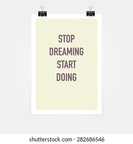 Inspirational motivating quotes on poster background.
