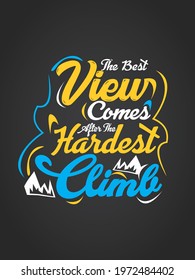 Inspirational motivation quote The best view comes after the hardest climb