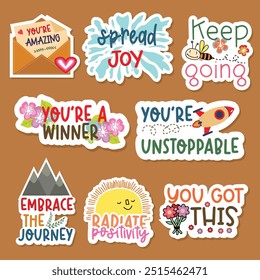 Inspirational, motivation stickers vector vol 2